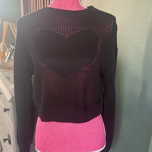 Black Heart Cutout Sweater